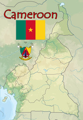 cameroon africa map flag emblem