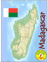 madagascar africa map flag emblem