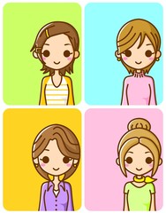 女性　複数　イラスト