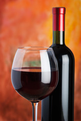 Wine, glass and the bottle