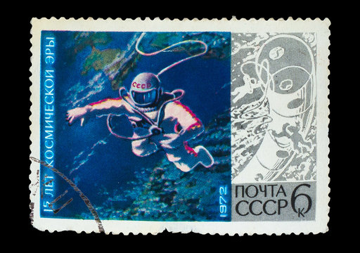 USSR - CIRCA 1972 : stamp printed in the USSR, showing first sta