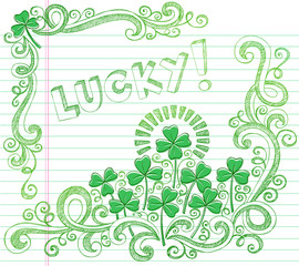 St Patricks Day Lucky Clover Shamrock Vector Doodle
