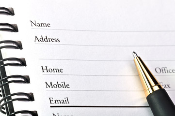 A blank page of open  address book.