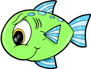Mean Green Fish Ocean Vector Illustration