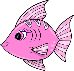 Pink Girl Fish Ocean Vector Illustration