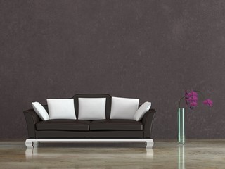 Wohndesign - braunes Ledersofa