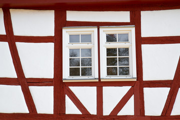 Renovierte Fassade eines historischen Fachwerkhauses