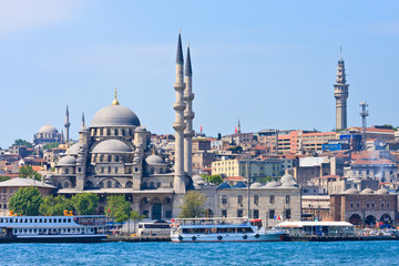 Istanbul New Mosque and Ships, Turkey