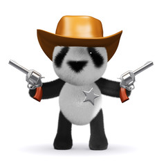 3d Panda Bear Sheriff fires both his guns © Steve Young