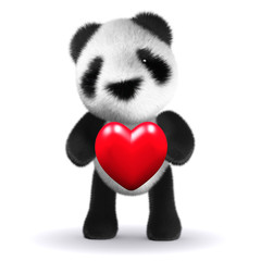 3d Panda Bear hugs a red heart © Steve Young