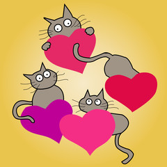 Cats with hearts