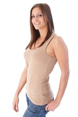 Fototapeta premium Pretty girl in jeans smiling