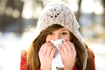 Woman with a cold