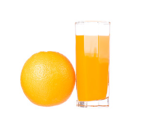 Orange juice and slices of orange isolated on white