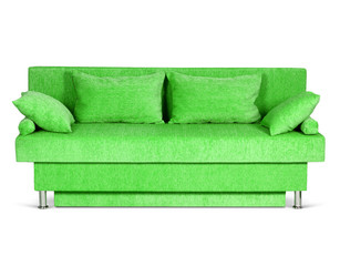 Green sofa on white