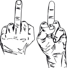 Sketch of Hand show fuck off with the middle finger. - 38778809