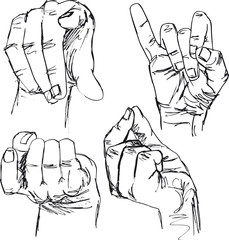 sketch of gestures by hands. vector illustration