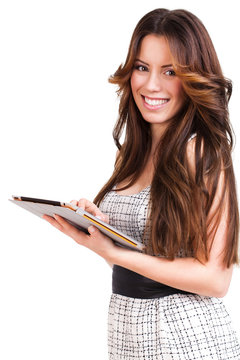 junge Frau mit Tablet Computer