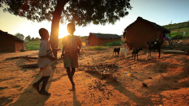Kids near a village in Kenya Africa.