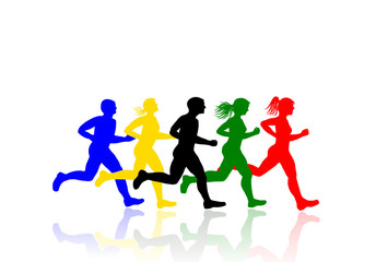 Fototapeta na wymiar Runners, vector image