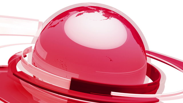 Earth Globe Animation (3D Red Glass World)