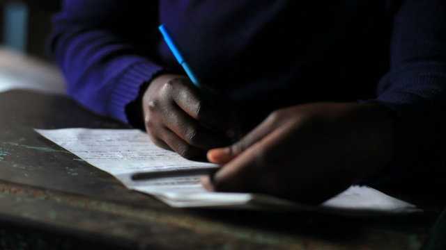 Close up of classwork in Kenya.