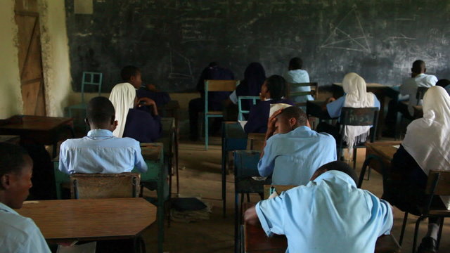 Students in a classroom in Kenya.
