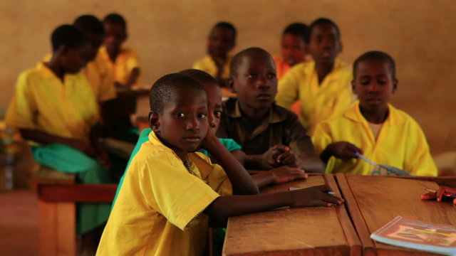 Boys in a classroom in Kenya.