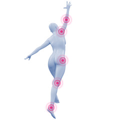 Silhouette junger Frau mit Gelenkschmerzen