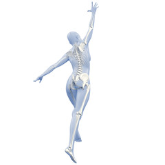 Silhouette junger Frau mit Skelett