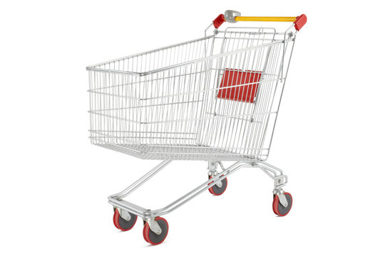Shopping cart on white, outline clipping path included