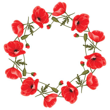 Wreath of red poppies