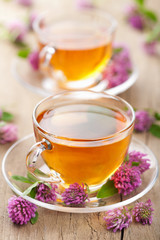 herbal tea and clover flowers