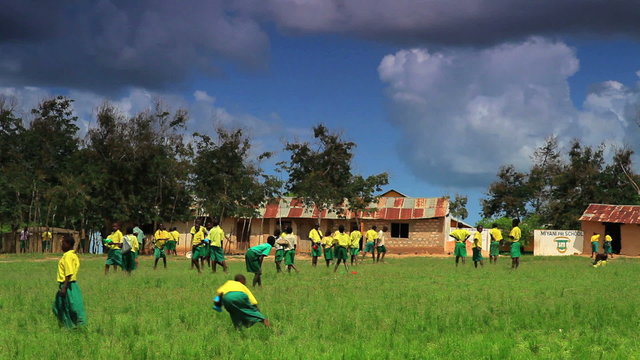 Boys playing at school in a village in Kenya.