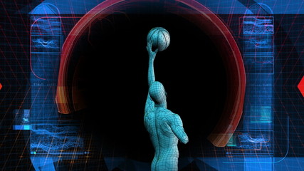 Basketball Player Bio-Science Tech Display - Powered by Adobe