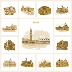 Famous cities in Italy. - obrazy, fototapety, plakaty