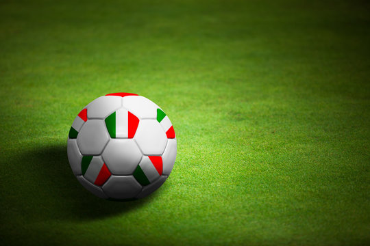 Flag of Italy with soccer ball over grass - Euro 2012