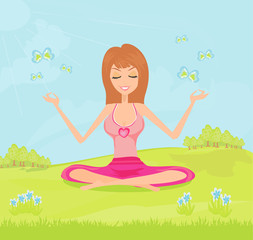 Obraz na płótnie Canvas Yoga girl in lotus position