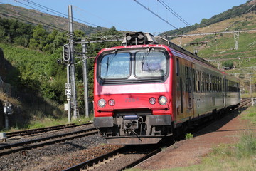 Naklejka premium arrivée d'un train en gare.