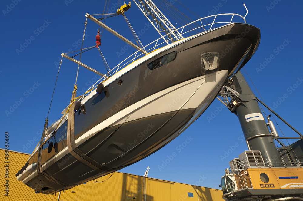 Wall mural yacht transport at port