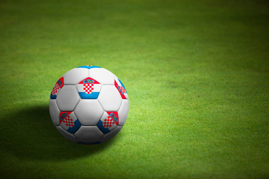 Flag of Croatia with soccer ball over grass - Euro 2012