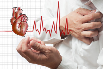 Heart Attack and heart beats cardiogram background