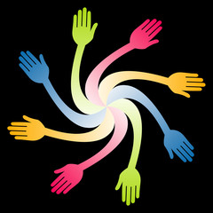 Neon hand vortex vector.