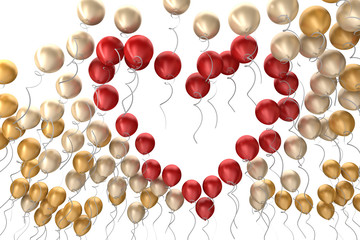 heart  symbol, flying colorful balloons