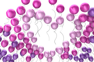 heart symbol, flying colorful balloons