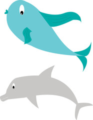 Fish and dolphin