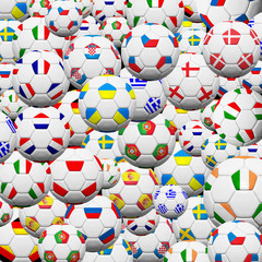 Soccer ball of final team  in Euro 2012  background