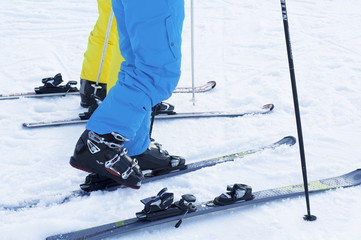 Ski boots and skis