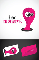 Cute, friendly monster icon & stylized business cards