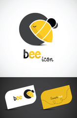 Stylized bee icon and business cards